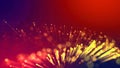 Abstract explosion of multicolored shiny particles or light rays like laser show. 3d render abstract beautiful Royalty Free Stock Photo
