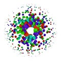 Abstract explosion particle cube on a white background. Vector illustrations