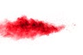 Abstract explosion of red dust on white background. Royalty Free Stock Photo