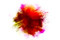 Abstract explosion of red-orange dust on white background Royalty Free Stock Photo