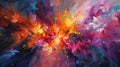The abstract explosions seem to be in a constant state of transformation bursting with vibrant color