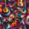 Abstract expression of music through vibrant colors and dynamic shapes inspired by different genres2