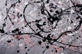 Abstract expressionism pattern. Style of drip painting. Black, R