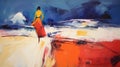 Abstract Expressionism: Peasant Girl Walking On Coastline