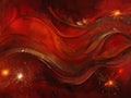 Abstract Expressionist Canvas Flows of Red and Gold Flames Over Dark Nightscapes Royalty Free Stock Photo