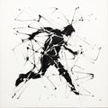 Abstract Expressionist Drawing Of Running Man In Black And White