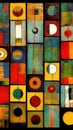 Abstract expressionist image squares, circles, triangles