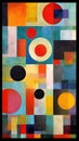 Abstract expressionist image squares, circles, triangles