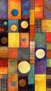 Abstract expressionist image squares, circles, triangles