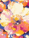 Abstract expressive artwork of flower. Colorful paint stains. Floral gouache or acrylic painting. Explosion and splash Royalty Free Stock Photo