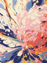 Abstract expressive artwork of flower. Colorful paint stains. Floral gouache or acrylic painting. Explosion and splash Royalty Free Stock Photo