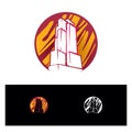 Abstract expressive building tower logo