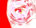 Abstract eye with digital circle. Futuristic vision science and identification concept Royalty Free Stock Photo