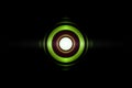 Abstract eye green light effect with sound waves oscillating background Royalty Free Stock Photo