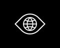 Abstract eye optic ophthalmology geometric logo icon design modern illustration. Minimal planet global web defense