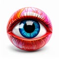 Abstract Eyeball Orb with Blue Iris and Vein Texture on White Background Royalty Free Stock Photo
