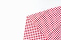 Abstract fabric checkered red and white, isolated on a white background with copy space. Top view tablecloth texture Royalty Free Stock Photo