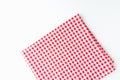 Abstract fabric checkered red and white, isolated on a white background with copy space. Top view tablecloth texture Royalty Free Stock Photo