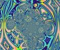 Abstract fabric fractal blue circle background .