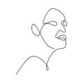 Abstract face continuous one line drawing vector illustration minimalism style on white background. Good for poster art and