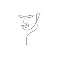 Abstract face continuous one line drawing vector illustration minimalism style on white background. Good for poster art and