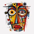 Abstract Figurative Cartoon With Tribal Abstraction Style