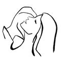 Abstract face line art. Passion couple and kissing man and women illustration. Female boho people