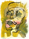 Abstract face painting in minimalist style. Fine Lines and shapes on canvas