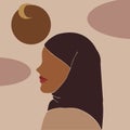 Abstract faceless woman in hijab. Muslim girl. Female art. Modern minimal style.