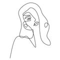 Abstract faces beautiful women. Modern fashion linear female face profile in minimal line style, aesthetic contour. Female