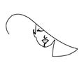 Abstract face one line drawing. Beauty Woman portrait isolated on white. Minimalistic style. Continuous line