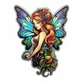 Gilded Fairy Tattoo: Colorful Wings And Vines In Luminous Cartoon Style