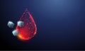 Abstract falling drop of blood with white cubes of sugar. Diabetes symbol type1, 2. Royalty Free Stock Photo