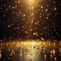 abstract falling gold sparkles and glitter