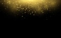 Abstract falling golden lights. Magical gold dust and glares. Festive Christmas background. Golden rain. Vector illustration