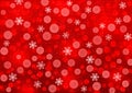 Abstract Falling Snowflakes and Bokeh in Red Background Royalty Free Stock Photo