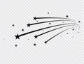 Abstract Falling Star Vector - Black Shooting Star with Elegant Star Trail on White Background - Meteoroid, Comet