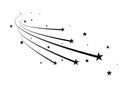 Abstract Falling Star Vector - Black Shooting Star with Elegant Star Trail on White Background - Meteoroid, Comet