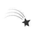 Abstract Falling Star Vector. Black Star on White Background. Meteoroid, Comet, Asteroid, Stars