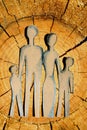 Abstract family on wood