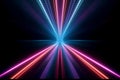 Abstract fantastic tunel with glowing multicolored neon lines.