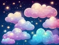 abstract fantasy background. Half moon, stars and clouds on the dark night sky background Royalty Free Stock Photo