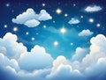abstract fantasy background. Half moon, stars and clouds on the dark night sky background Royalty Free Stock Photo