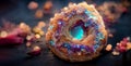 abstract fantasy galaxy sugar candy donut background.