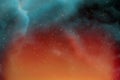 Abstract dynamic fantasy light blue space and stars colorful background with sparks and clouds Royalty Free Stock Photo