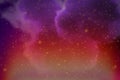 Abstract dynamic fantasy purple space and stars colorful background with sparks and clouds