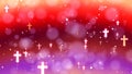 Abstract Fantasy Shinny Sparkling Christianity Cross Shapes On Red Purple Yellow Rainbow With Glitter Sparkle Particles Background