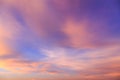 Abstract fantasy softly colorful clouds background, Gold fog with sun highlight on blue sky and moving cloud before sunset