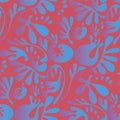 Abstract fantasy tropical colors floral motif