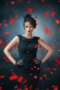 Abstract fashion portrait of young woman with flame Royalty Free Stock Photo